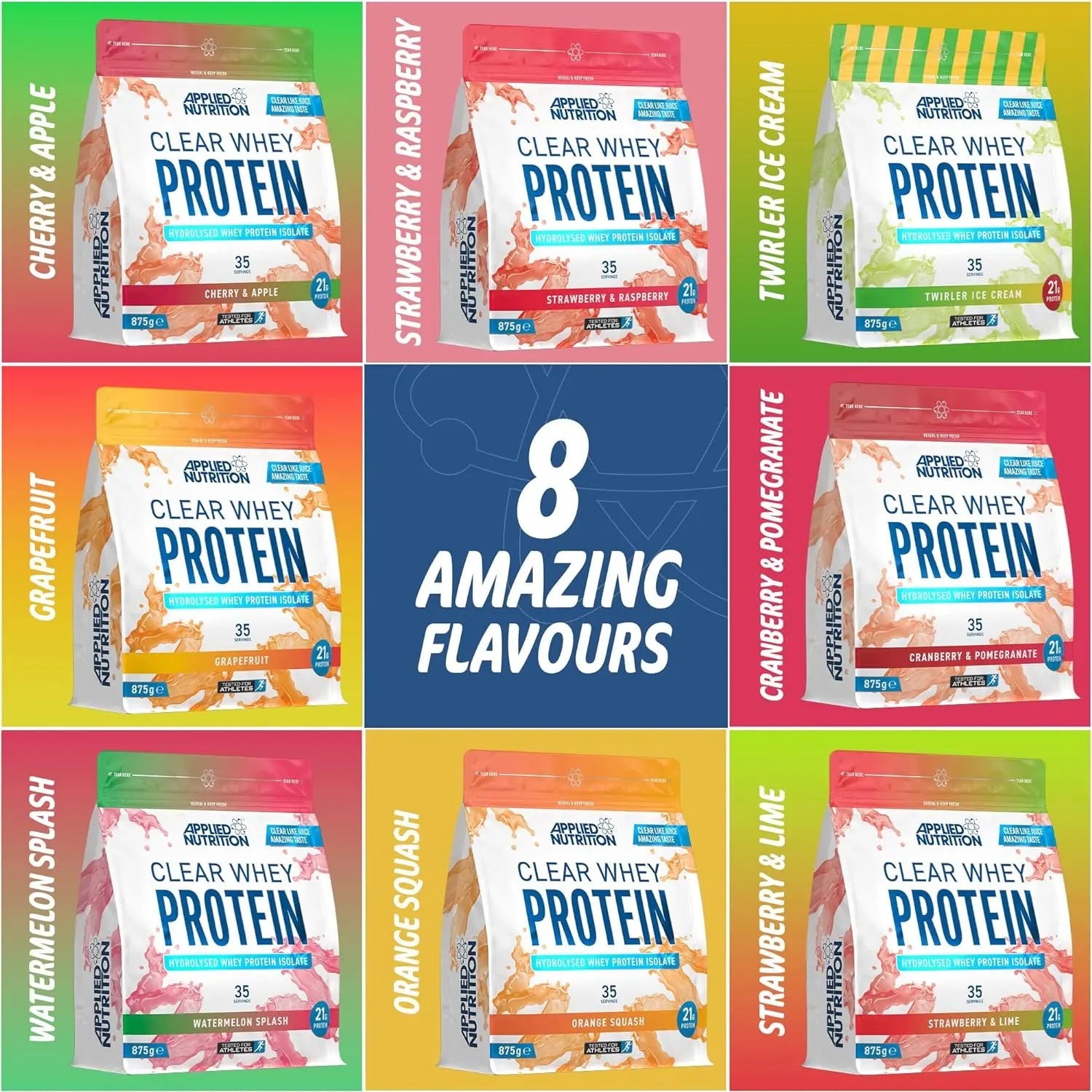 Applied Nutrition Clear Whey Isolate - Whey Protein Isolate, Refreshing High Protein Powder, Fruit Juice Style Flavours (Watermelon) (875g - 35 Servings) SAUDI SHARK