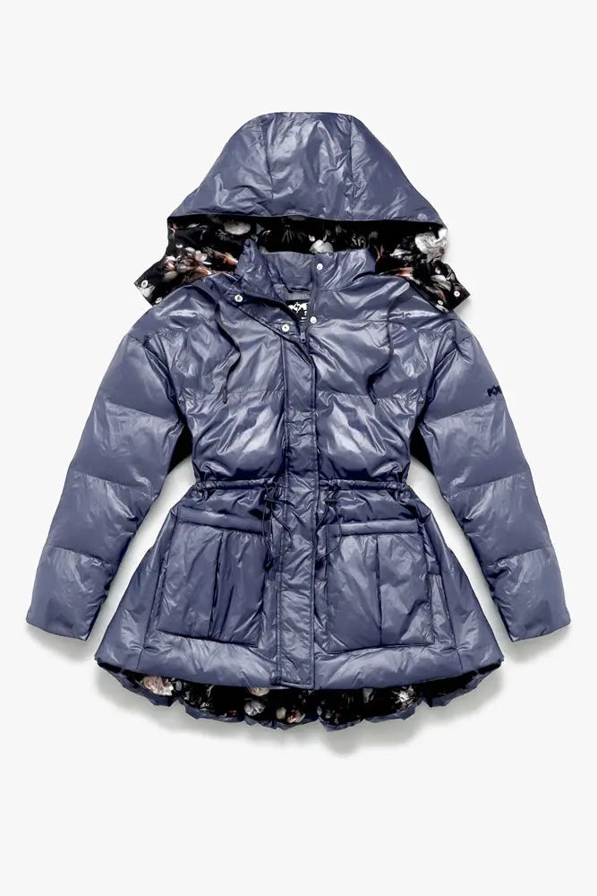 Pearl Peplum Puffer Jacket - Navy POPFLEX®