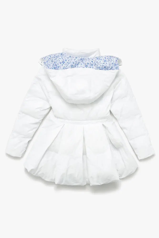 Pearl Peplum Puffer Jacket - White POPFLEX®