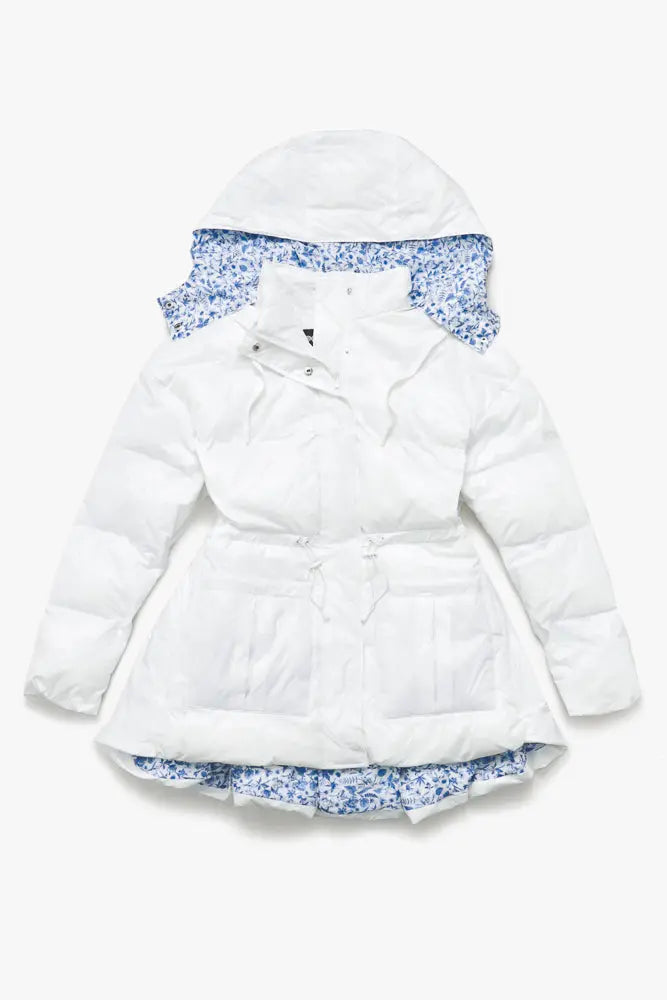 Pearl Peplum Puffer Jacket - White POPFLEX®