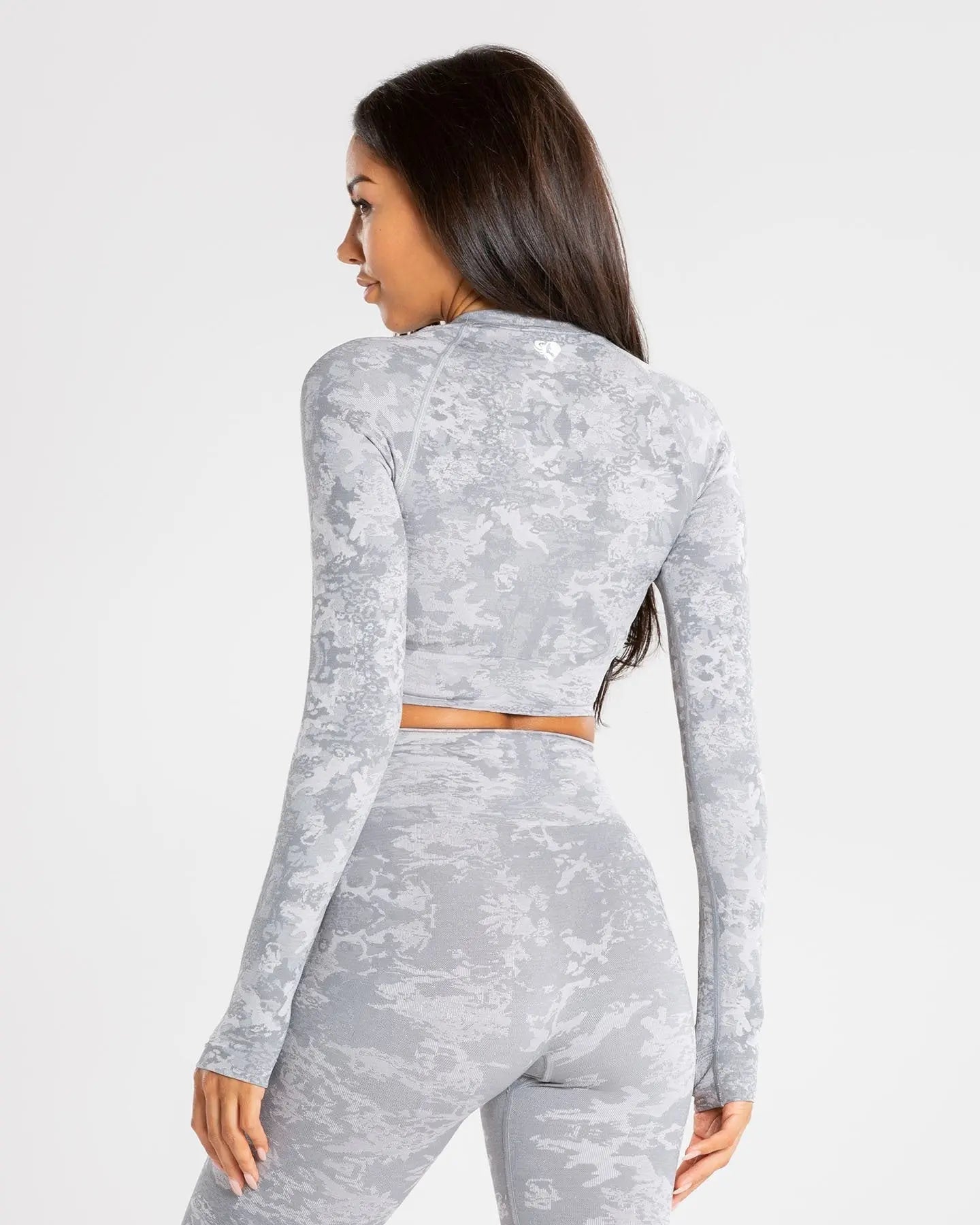 Camo Seamless Long Sleeve Crop Top | Grey WOMEN'S BEST
