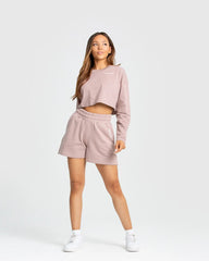 تي شيرت نسائي بارتداء بأكمام قصيرة "Comfort Oversize Cropped Long Sleeve T-shirt | رمادي داكن" من WOMEN'S BEST.