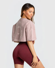 وصف: ملابس نسائية بأكمام قصيرة باللون الوردي وبنت من WOMEN'S BEST Comfort تي شيرت قصير الأكمام مقاس كبير | رمادي داكن.