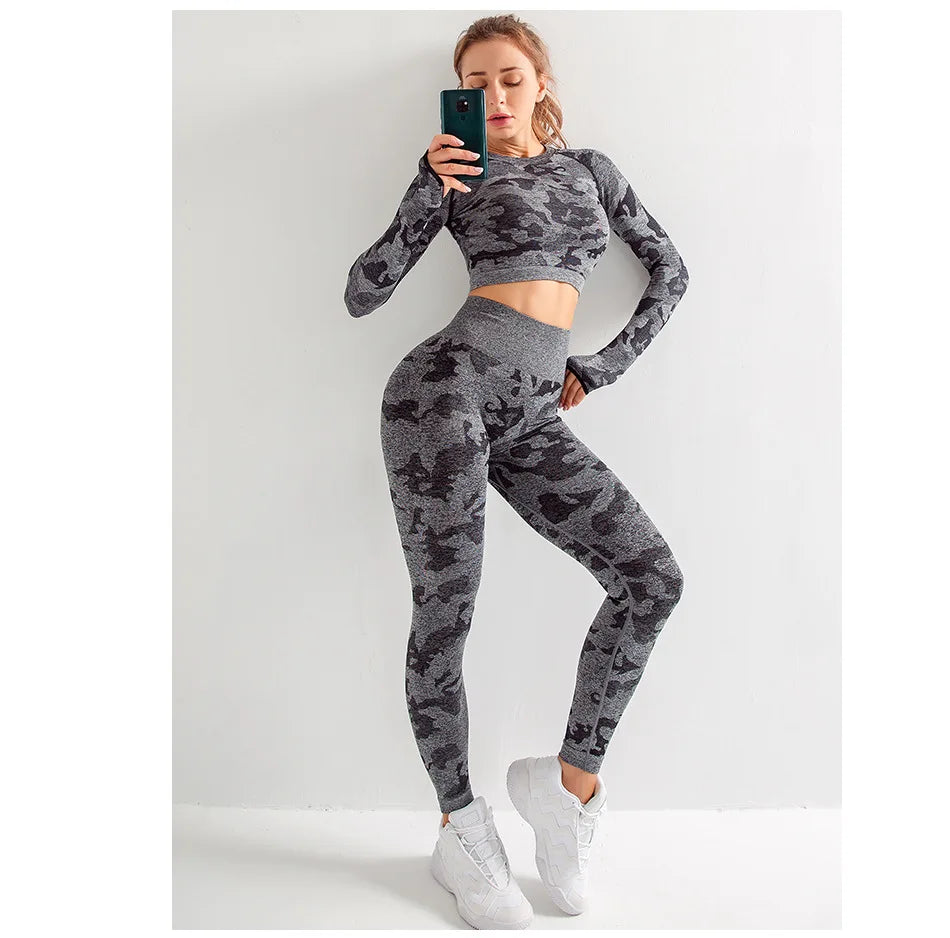 Tie Dyeing Seamless Yoga Set Gym Fitness Two Piece Set Women Clothing Sexy Back Crop Top High Waist Workout Leggings Sportswear