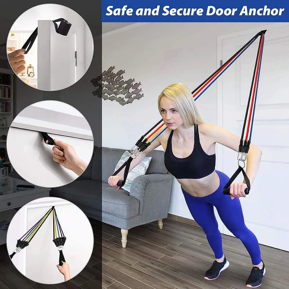 11 Piece Resistance Band Set Flamin' Fitness