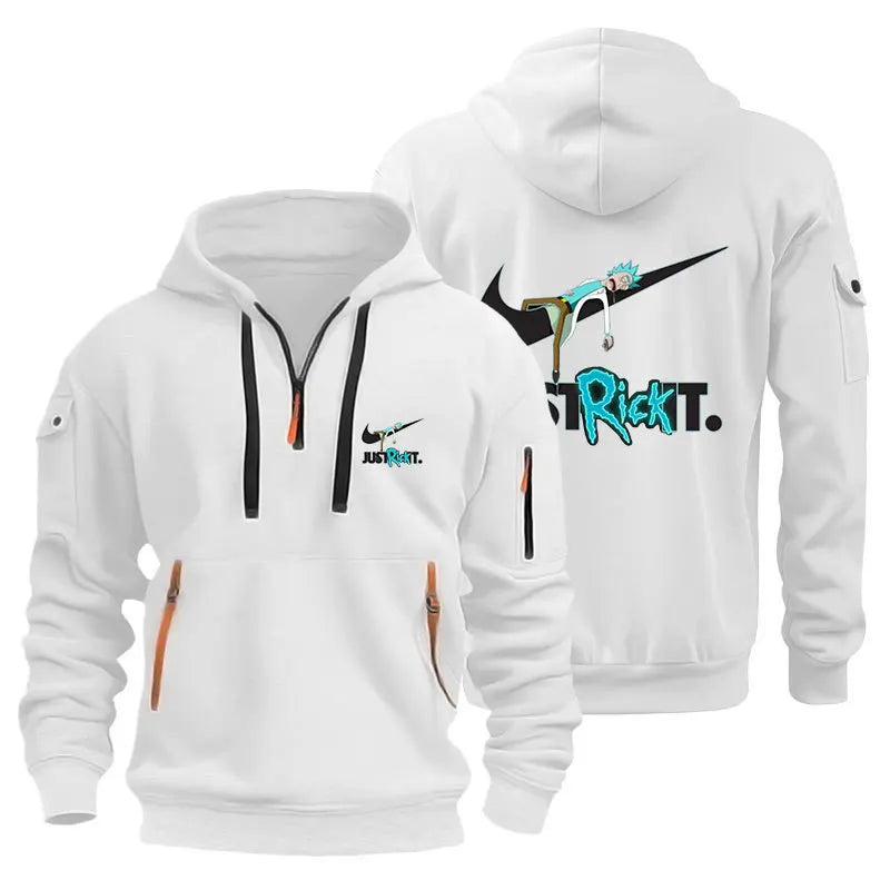 Men's Hoodie Hooded Sweatshirt with Zipper Multi Pocket Pullover Men's Sports and Leisure Jacket