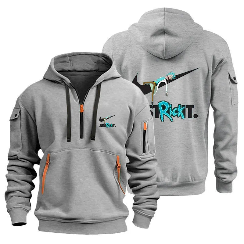 Men's Hoodie Hooded Sweatshirt with Zipper Multi Pocket Pullover Men's Sports and Leisure Jacket