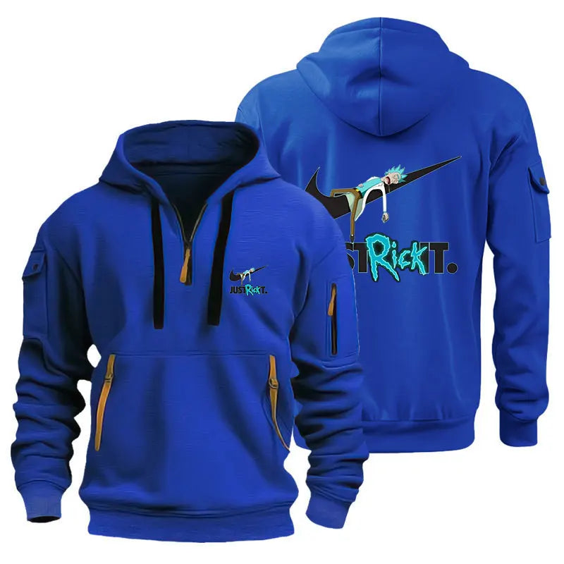 Men's Hoodie Hooded Sweatshirt with Zipper Multi Pocket Pullover Men's Sports and Leisure Jacket