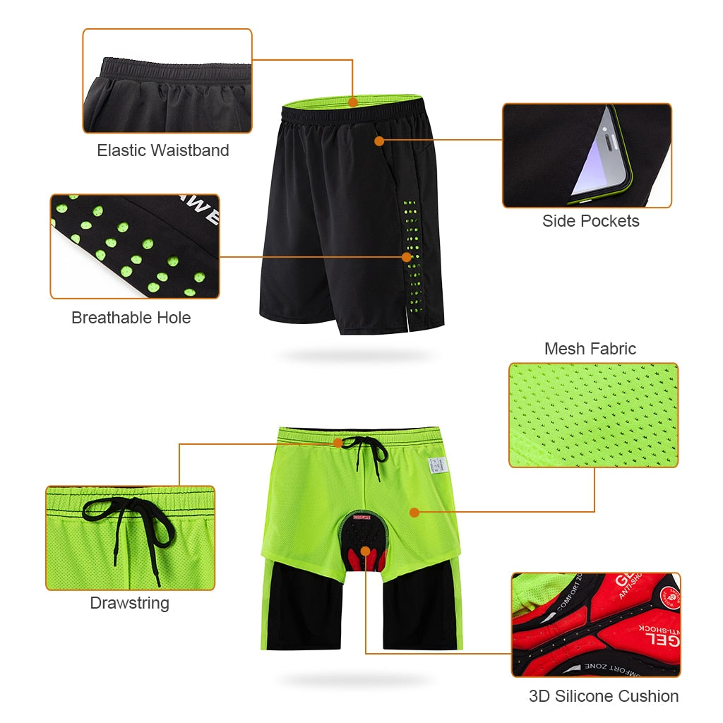 Men's Gel Padded Cycling Shorts Gym Gear Guys