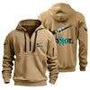Men's Hoodie Hooded Sweatshirt with Zipper Multi Pocket Pullover Men's Sports and Leisure Jacket