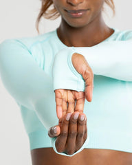 Power Seamless Long Sleeve Crop Top | Bleached Aqua WOMEN'S BEST