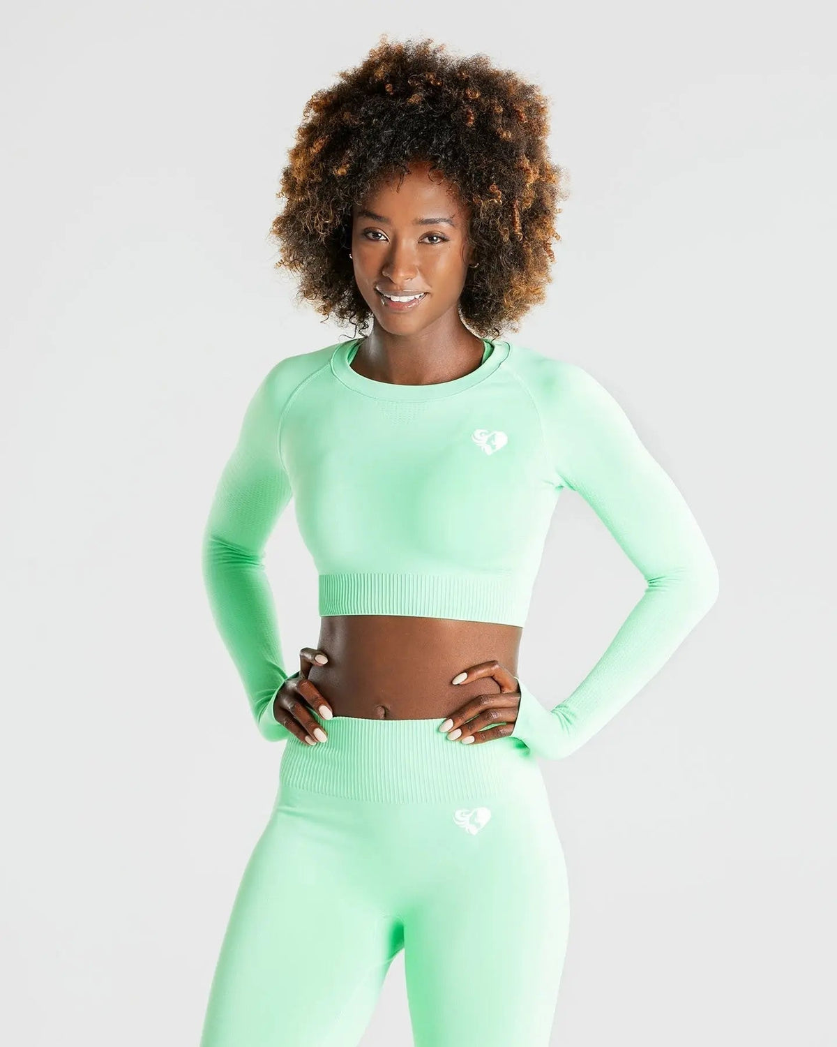 Power Seamless Long Sleeve Crop Top | Green Ash WOMEN'S BEST
