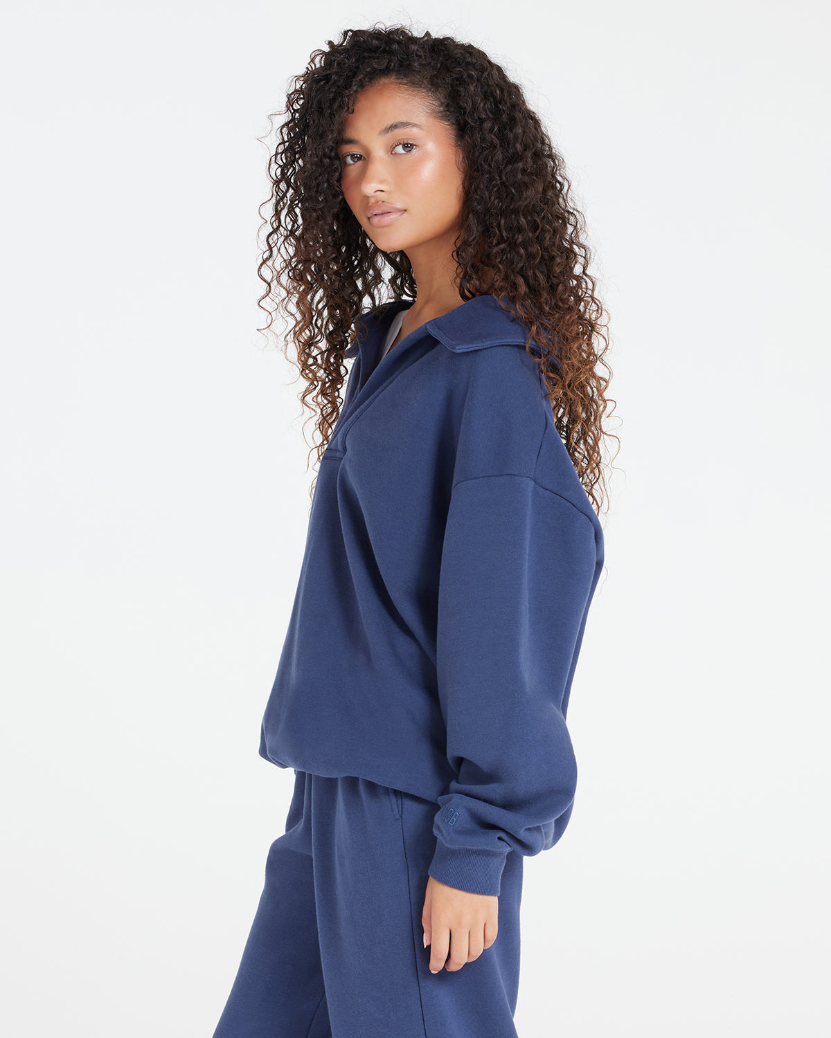 Oversized Collar Sweatshirt | Navy Crop Shop Boutique