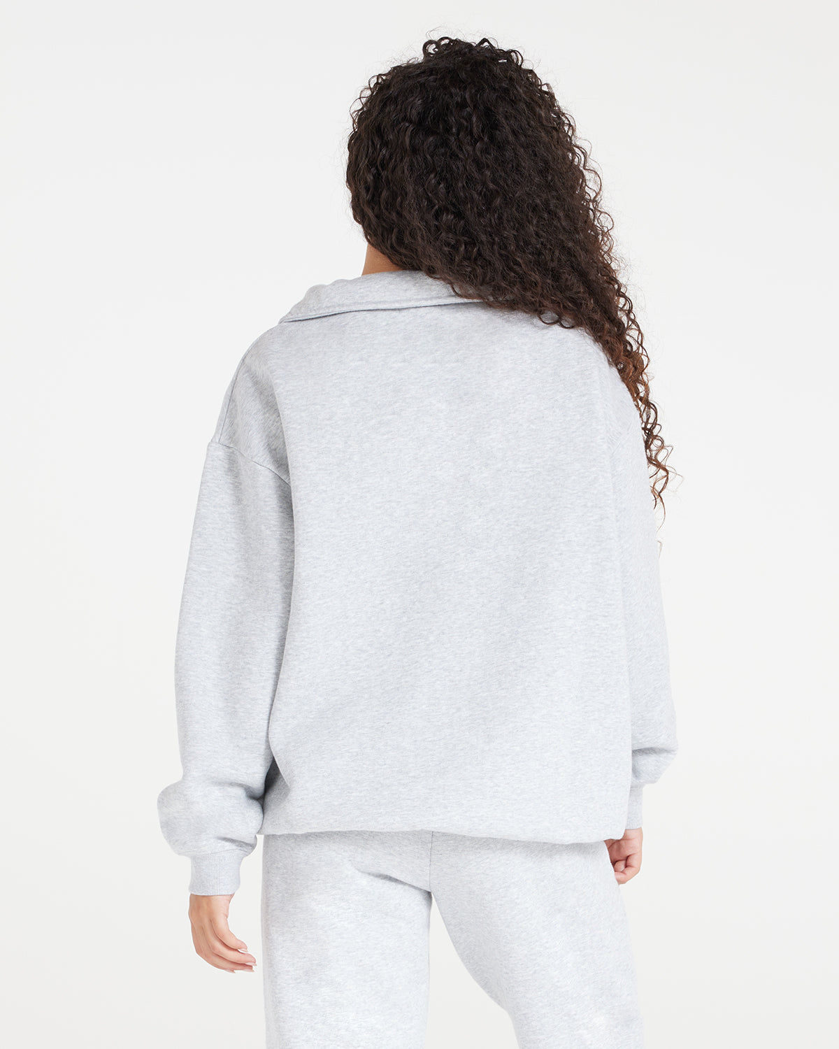 Oversized Collar Sweatshirt | Grey Marl Crop Shop Boutique