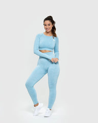 Move Seamless Long Sleeve Crop Top | Blue Marl WOMEN'S BEST