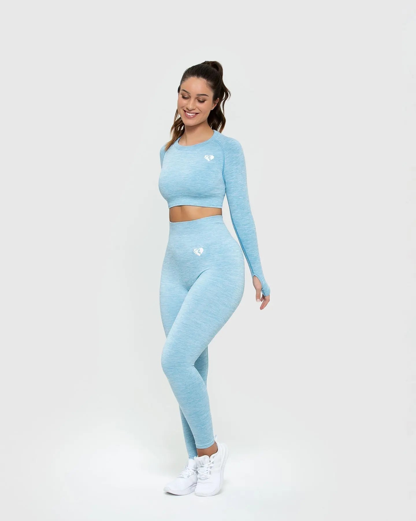 Move Seamless Long Sleeve Crop Top | Blue Marl WOMEN'S BEST