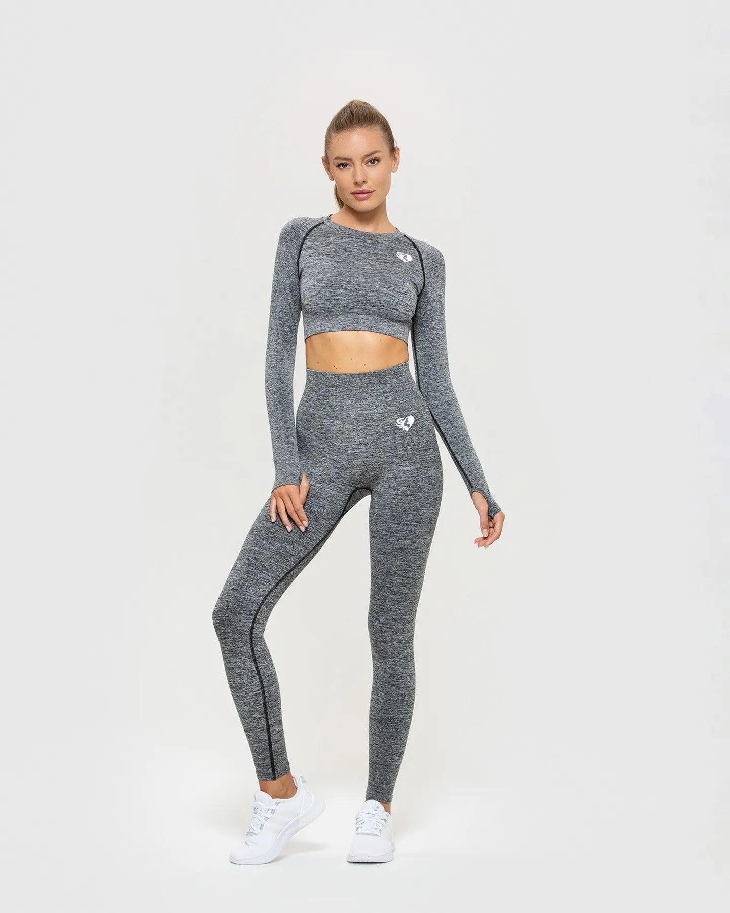 Move Seamless Long Sleeve Crop Top | Grey Marl WOMEN'S BEST