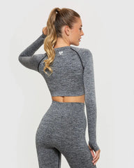 Move Seamless Long Sleeve Crop Top | Grey Marl WOMEN'S BEST