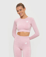 Move Seamless Long Sleeve Crop Top | Light Pink Marl WOMEN'S BEST