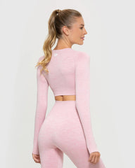 Move Seamless Long Sleeve Crop Top | Light Pink Marl WOMEN'S BEST