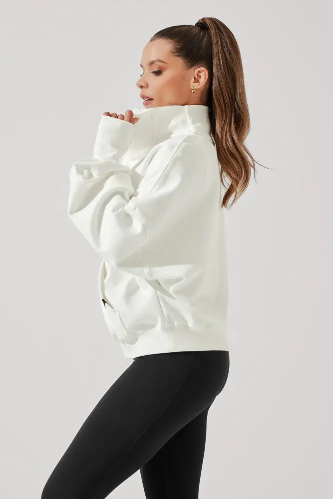 Ooey Gooey Half Zip Sweater - Almond Milk POPFLEX®