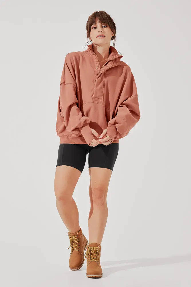 Ooey Gooey Half Zip Sweater - Canyon Clay POPFLEX®