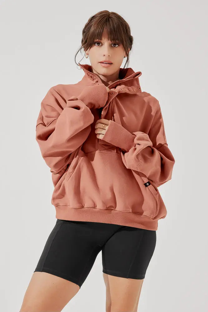 Ooey Gooey Half Zip Sweater - Canyon Clay POPFLEX®