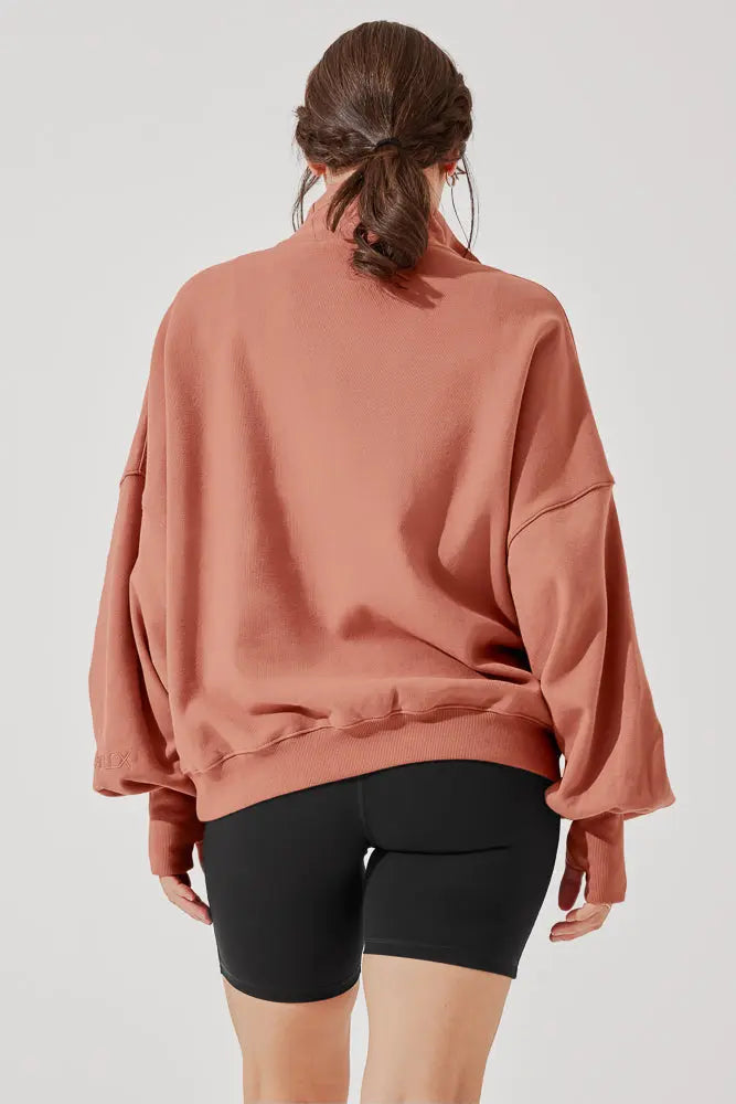 Ooey Gooey Half Zip Sweater - Canyon Clay POPFLEX®