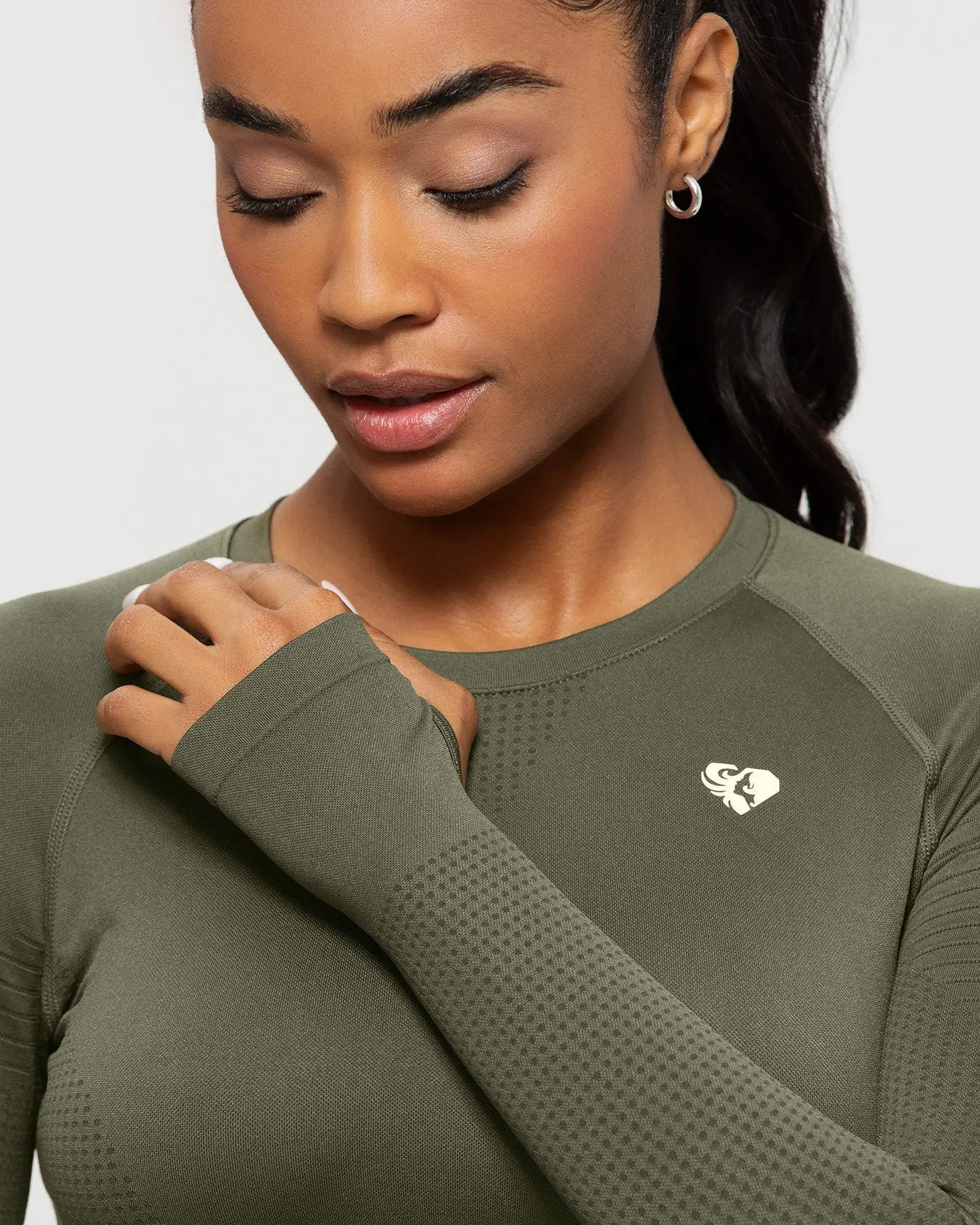 Power Seamless Long Sleeve Crop Top | Khaki WOMEN'S BEST