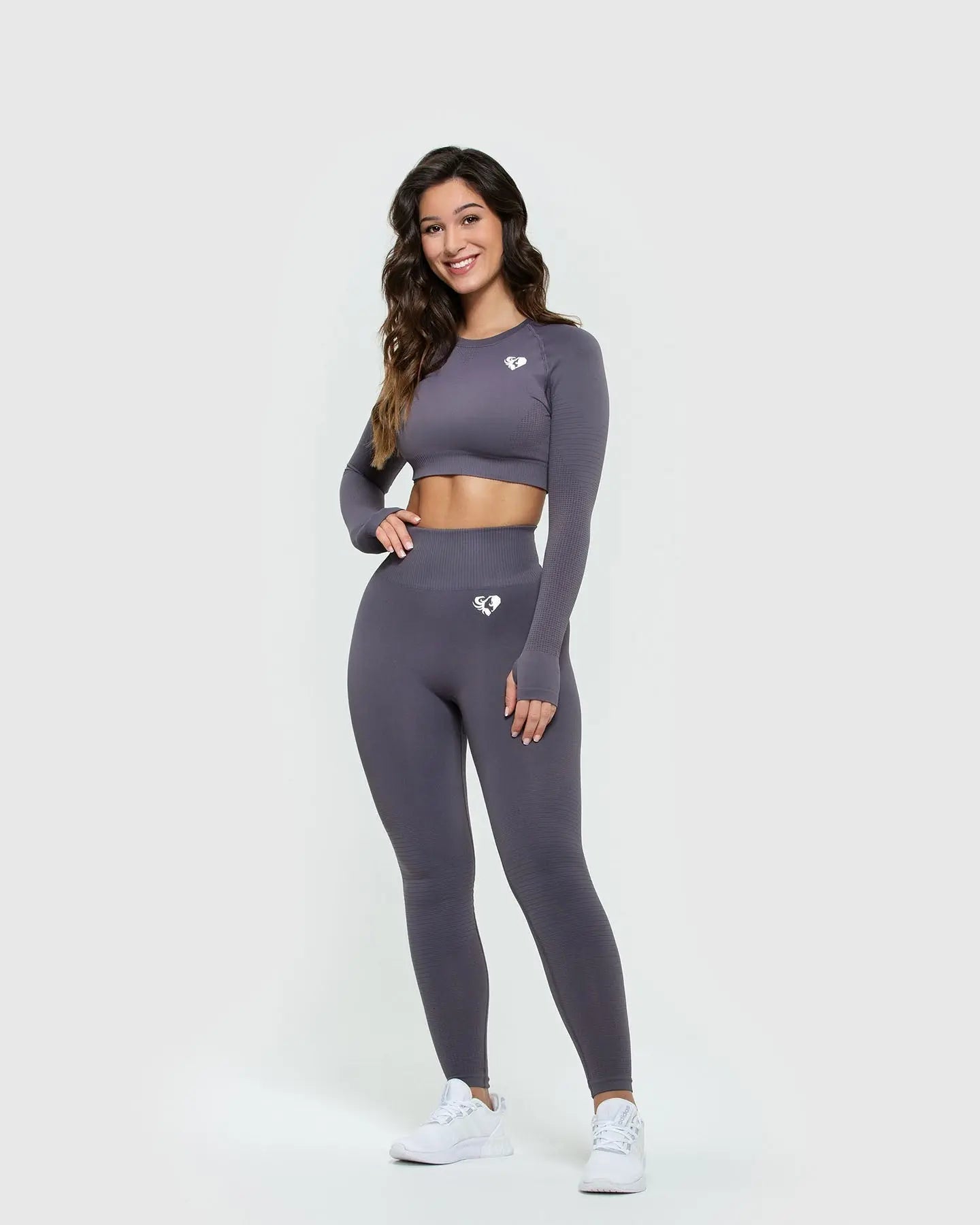 Power Seamless Long Sleeve Crop Top | Charcoal WOMEN'S BEST