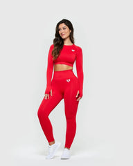 Power Seamless Long Sleeve Crop Top | Red WOMEN'S BEST