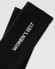 مقبس "Crew Socks (1PK) | جوارب سوداء" وأناقة مزدانة بعبارة "women's best" من SAUDI SHARK.