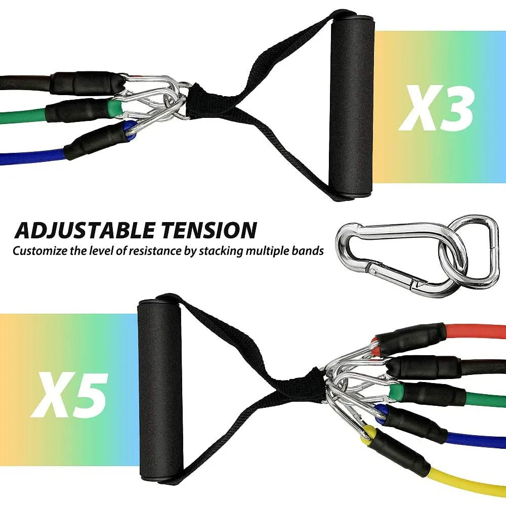 11 Piece Resistance Band Set Flamin' Fitness