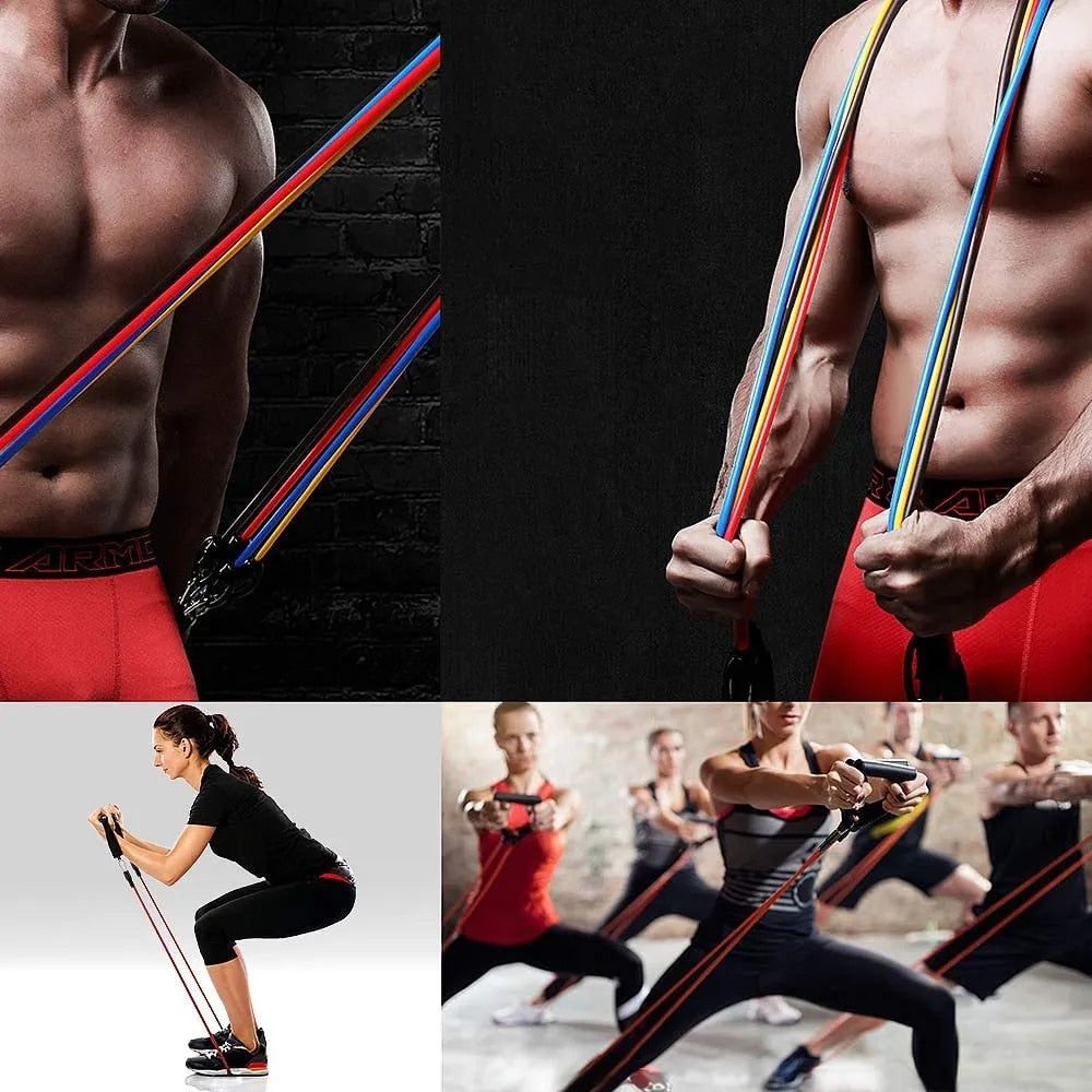 11 Piece Resistance Band Set Flamin' Fitness