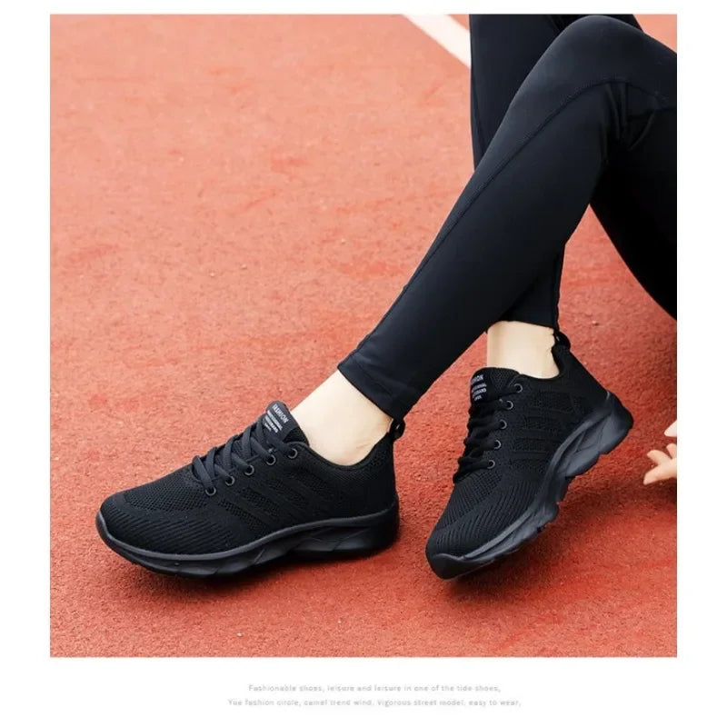 Black Non Slip Women's Shoes Fashion Lightweight Running Sneakers Breathable Casual Travel Shoes Comfortable Work Shoes for Work