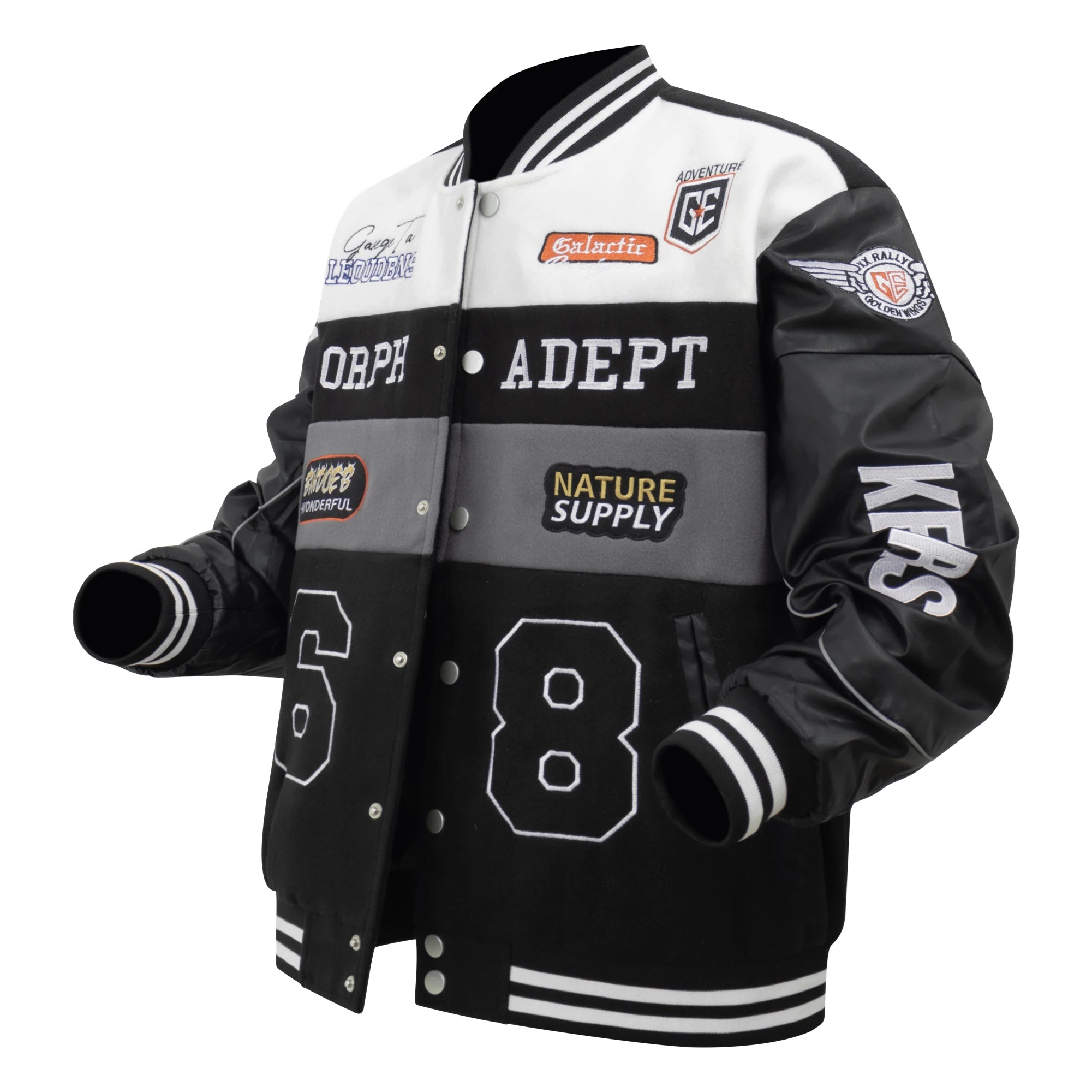 Men's Colorblock Bomber Jacket,Drop Shoulder Design,Casual Long Sleeve,Zipper Pocket,Fall & Winter Fashion Outerwear