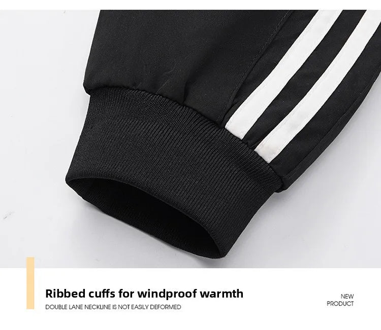 Spring Hot Sale Of The Season Men's Sporty Casual Jacket Stand Collar Windproof Polyester Long Sleeve Zipper Closure Striped...