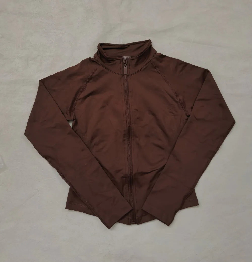 Dynamic Zippy Raglan Sleeve High Stretch Longline Subtle Contour Zip-Up Coat Fitness Activewear Yoga Gym Jacket