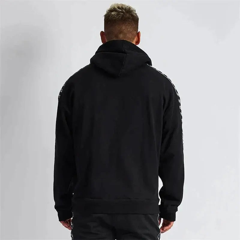 Men Oversized Pullover Hoodie Cotton Round Neck Embroidered Coat Gym Sports Fitness Sportswear Gym Running Training Loose Hoodie باور أب | Power Up