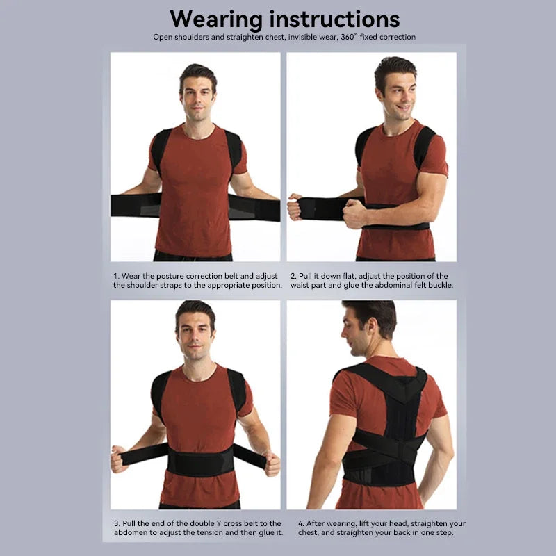 Back Brace Posture Corrector Belt for Women & Men Back Lumbar Support Adjustable Shoulder Posture Support for Improve Scoliosis