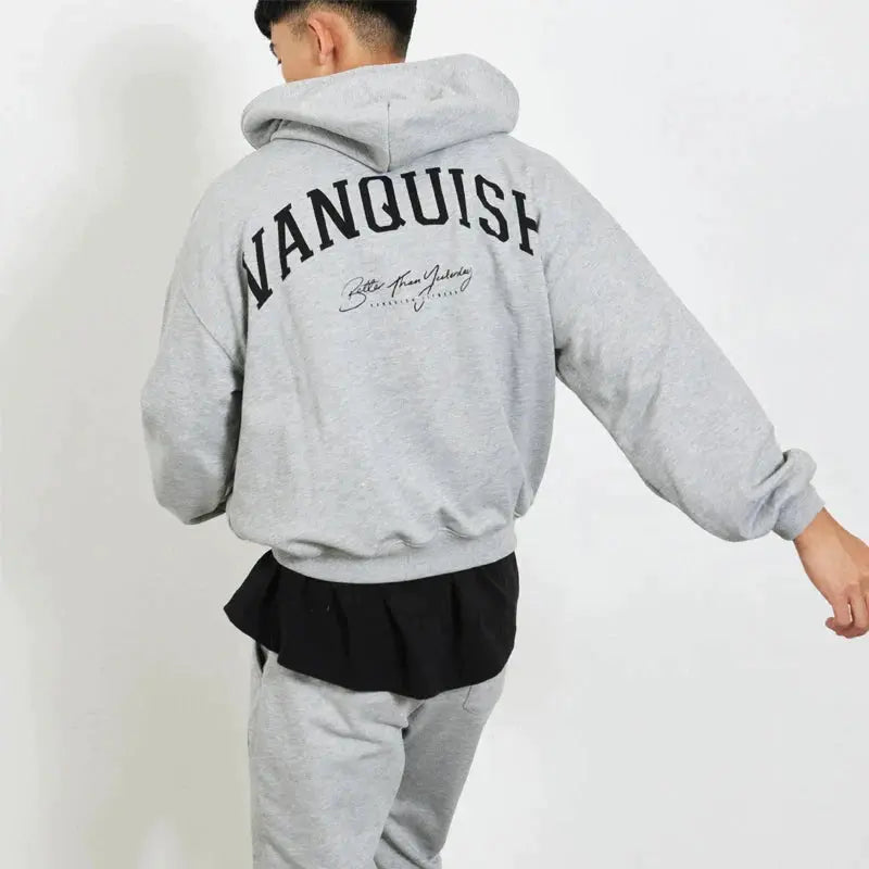 Men's Hoodie Men Clothing OVERSIZED PULLOVER HOODIE Gym Running Training Cotton Round Neck Long Sleeve loose coat Sportswear باور أب | Power Up