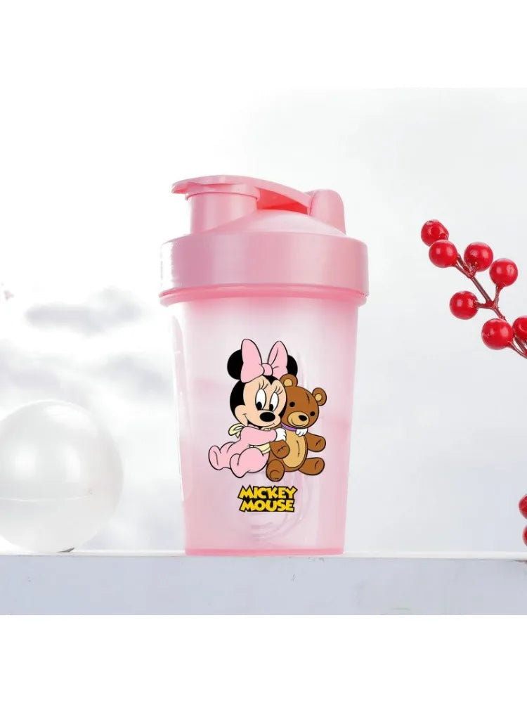 400ML Disney Mickey Mouse Shaker Bottles Water Bottle Large Capacity Portable Transparent Cartoon Minnie Kids Drinking Cups
