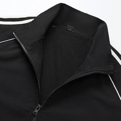 Spring Hot Sale Of The Season Men's Sporty Casual Jacket Stand Collar Windproof Polyester Long Sleeve Zipper Closure Striped...