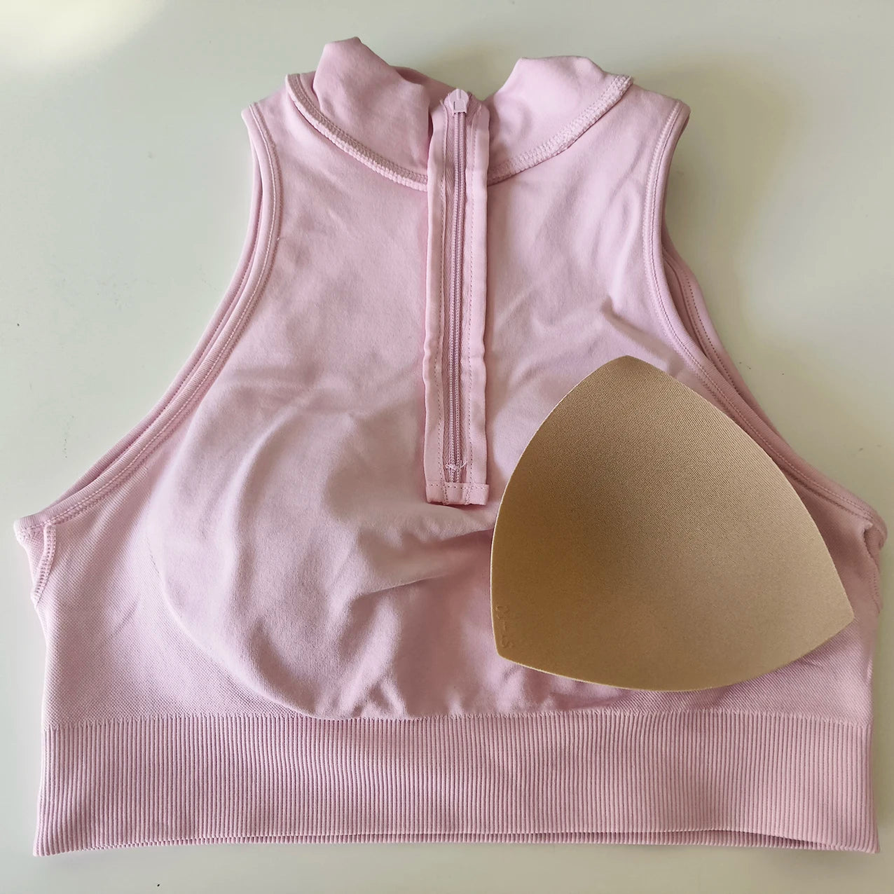 VEQKING 1/4 Zip Tank Top Women Racer Back Yoga Vest with Pads Lapel Sports Crop Tops Shockproof Dynamic Gym Workout Bra Tops