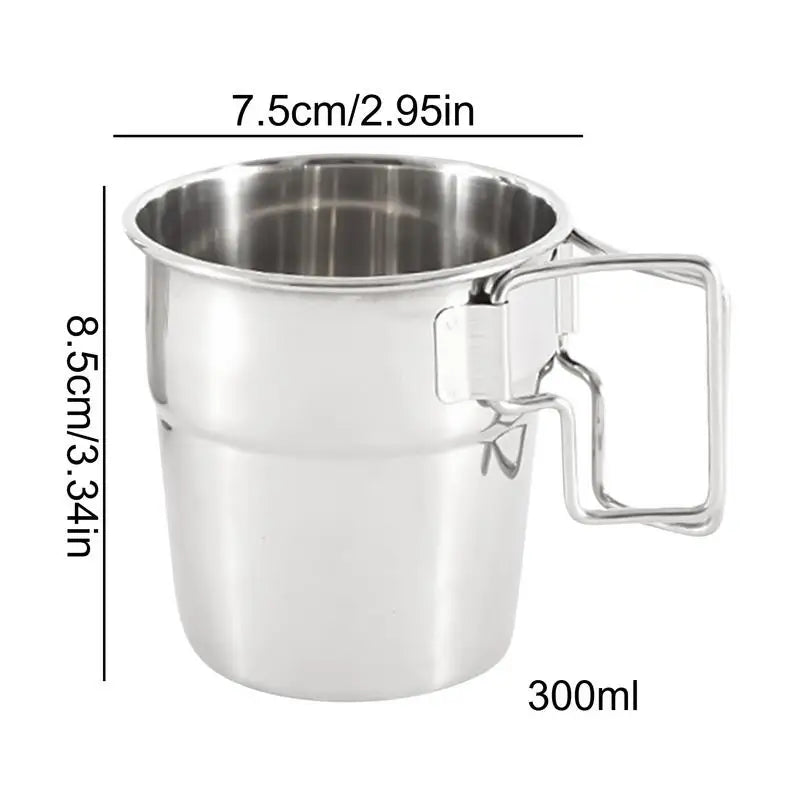 Hiking Cup 4X 300ml Camping Mugs Stainless Steel Camping Cups & Mugs Drinking Cup Stackable Metal Camping Mug for Camping Travel