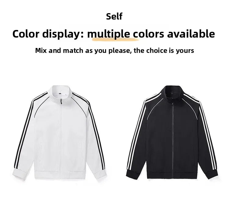 Spring Hot Sale Of The Season Men's Sporty Casual Jacket Stand Collar Windproof Polyester Long Sleeve Zipper Closure Striped...