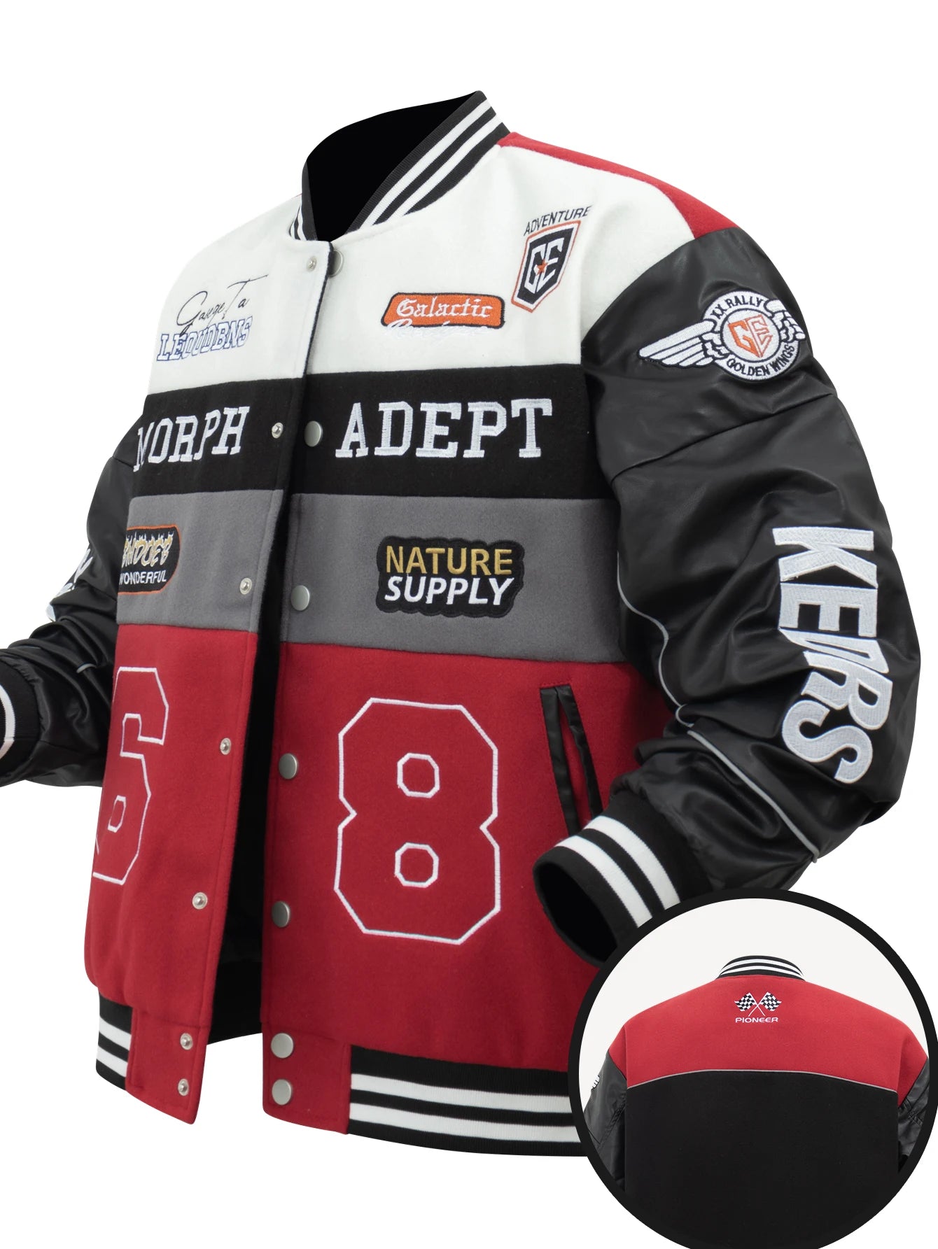 Men's Colorblock Bomber Jacket,Drop Shoulder Design,Casual Long Sleeve,Zipper Pocket,Fall & Winter Fashion Outerwear