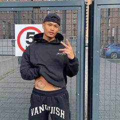 Men's Hoodie Men Clothing OVERSIZED PULLOVER HOODIE Gym Running Training Cotton Round Neck Long Sleeve loose coat Sportswear باور أب | Power Up