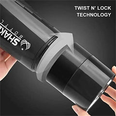 كوب رج البروتين المحمول قطعة واحدة مع حاوية تخزين للبودرة، كوب خلط 500 مل، زجاجات مياه رياضية للصالة الرياضية مع كرة خفق سلكية