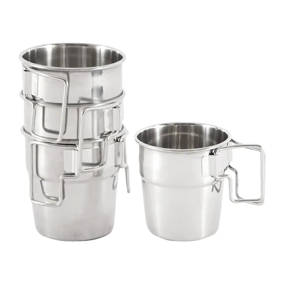 Hiking Cup 4X 300ml Camping Mugs Stainless Steel Camping Cups & Mugs Drinking Cup Stackable Metal Camping Mug for Camping Travel